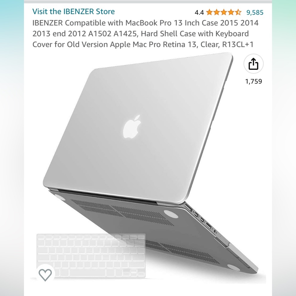 NEW Clear MacBook Pro 13” Hard Shell Case with Keyboard Cover for 2012-2015 Mac